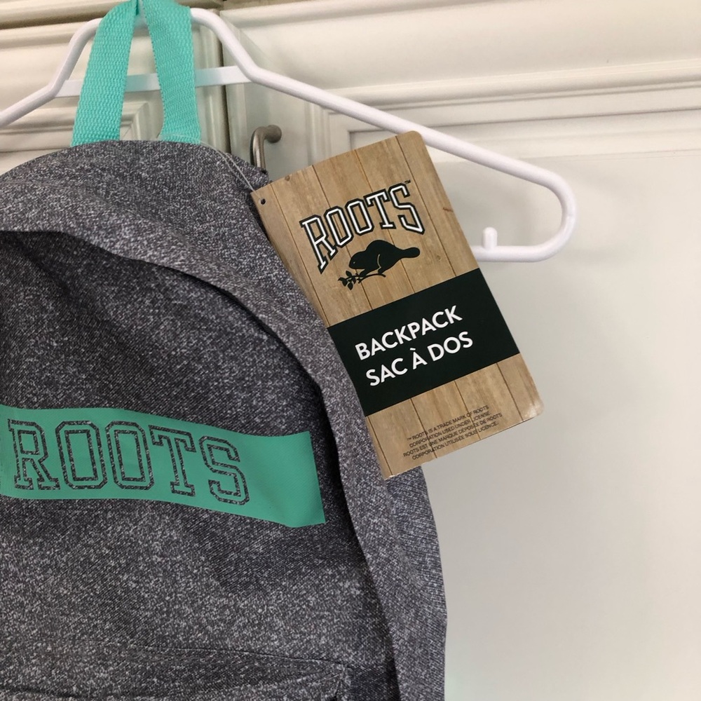 NWT Roots Student Backpack - grey / mint - Picture 3 of 13